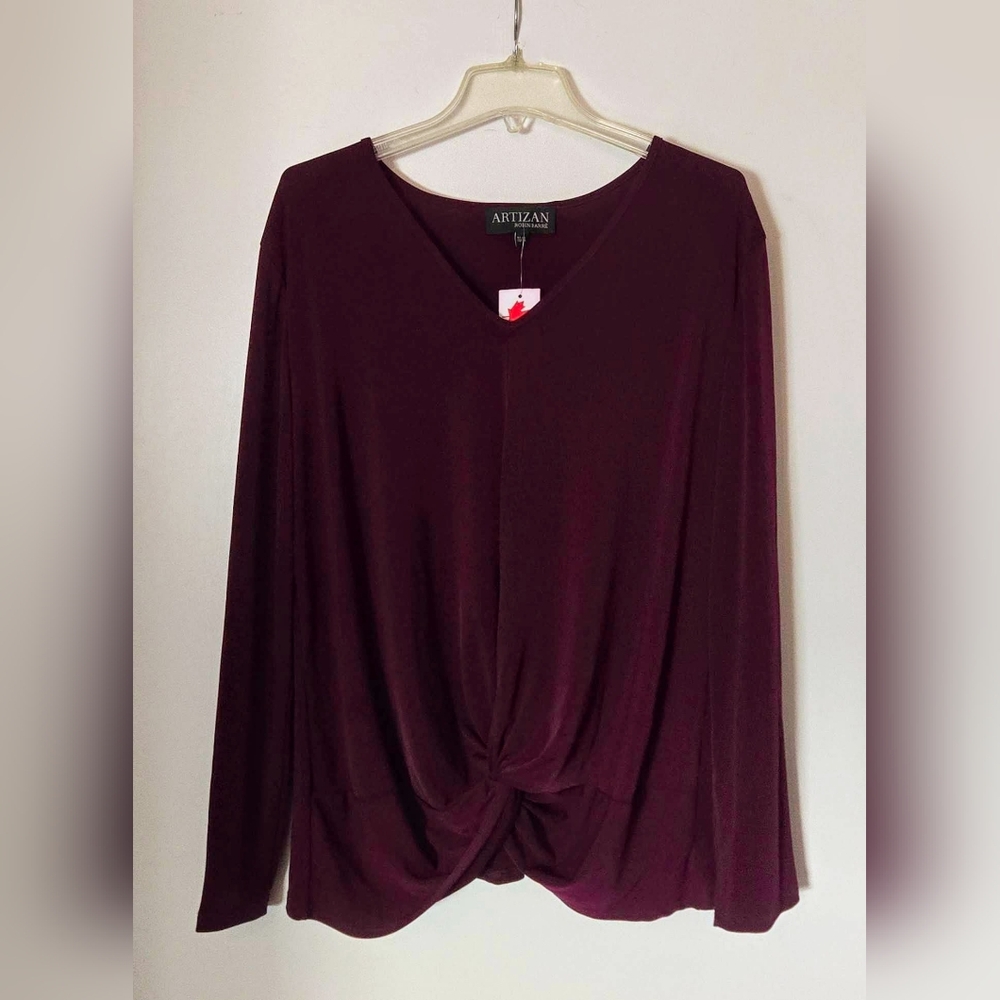 🇨🇦 CDN! Robin Barré; XL; Burgundy/Purple Long Sleeve Top; Twist Knot at Bottom
